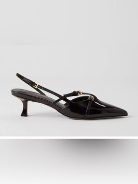 NEW ANN TAYLOR BLACK STRAPPY POINTY TOE PATENT LEATHER PUMPS HEELS SHOES 5.5